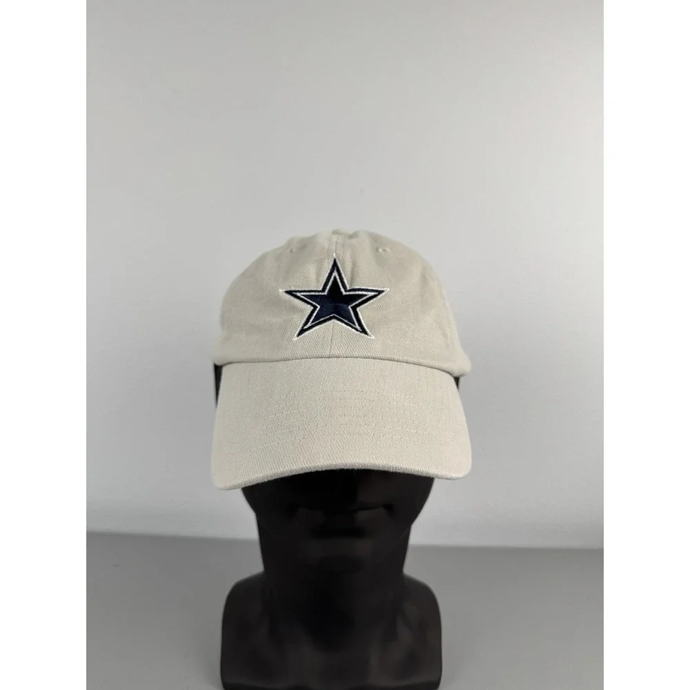 Dallas Cowboys Hat Cap Beige Embroidered Star Logo Adjustable Strap NFL Cotton